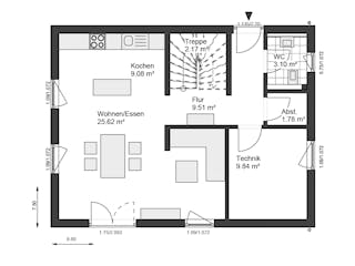 Fertighaus White&Black 120 von WHITE&BLACK Fertighäuser Schlüsselfertig ab 311563€, Satteldach-Klassiker Grundriss 1
