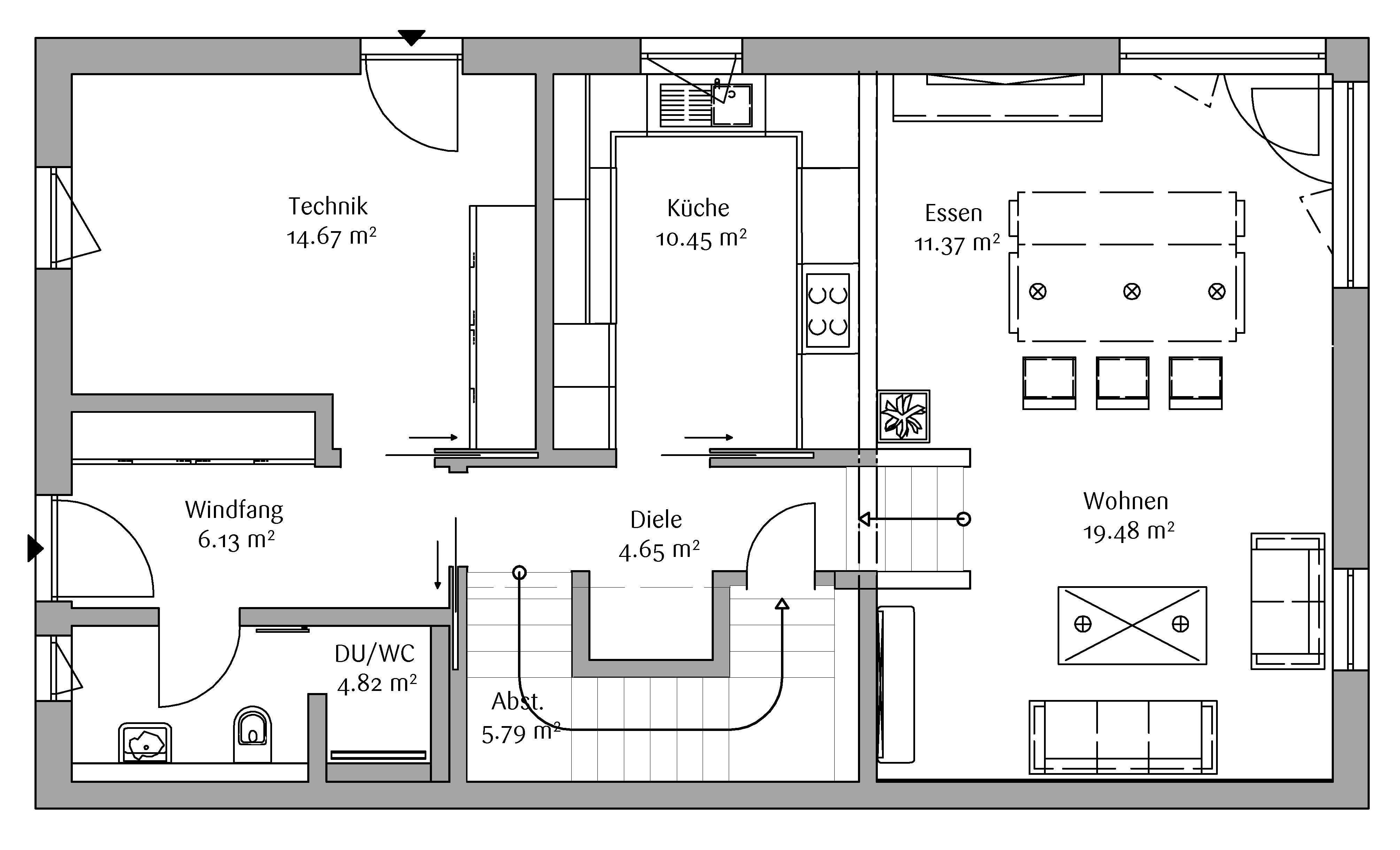 Fertighaus Bauhaus 200 von FischerHaus Schlüsselfertig ab 633600€, Cubushaus Grundriss 1