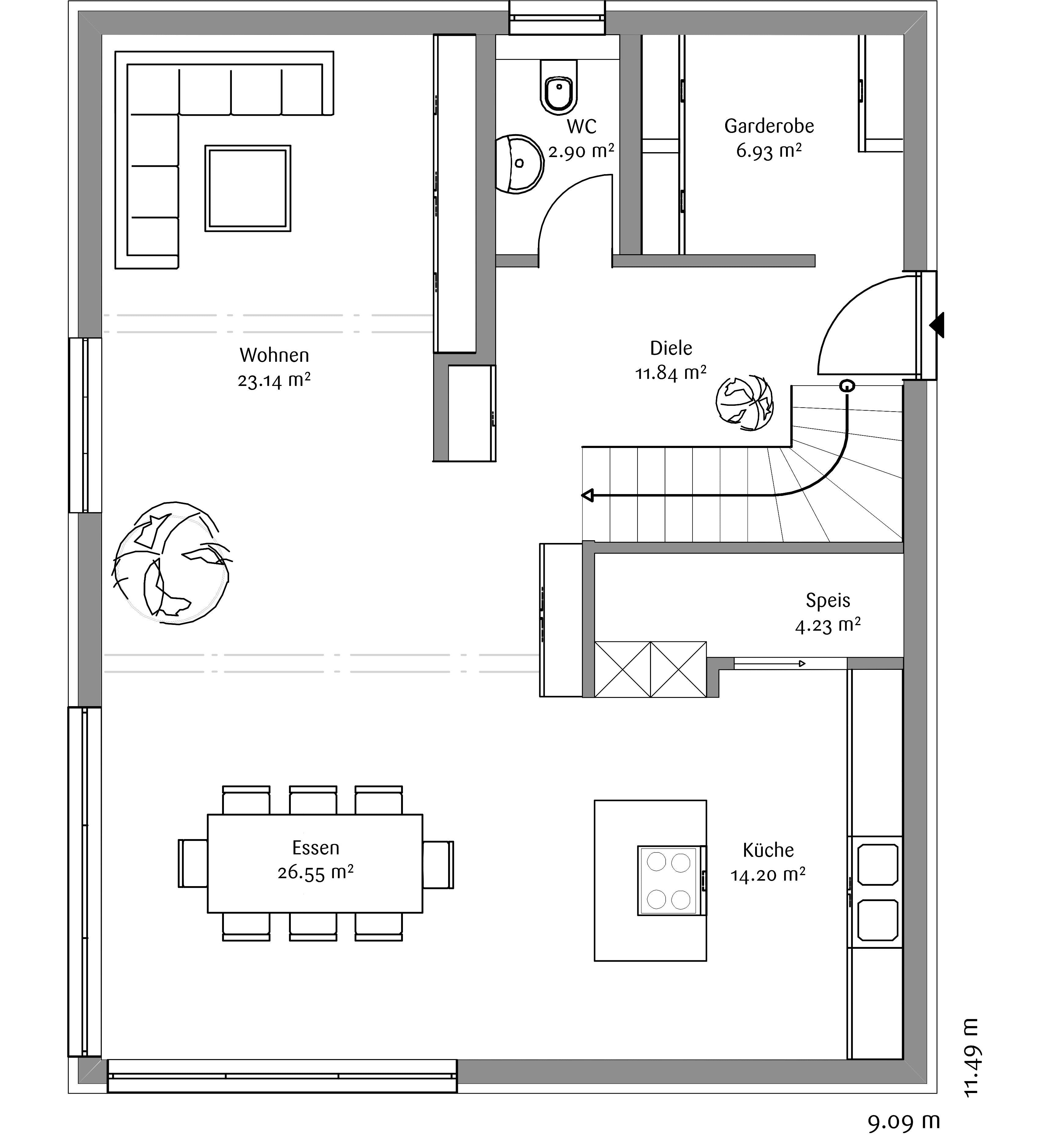 Fertighaus Klassisch 156 von FischerHaus Schlüsselfertig ab 453024€, Satteldach-Klassiker Grundriss 1