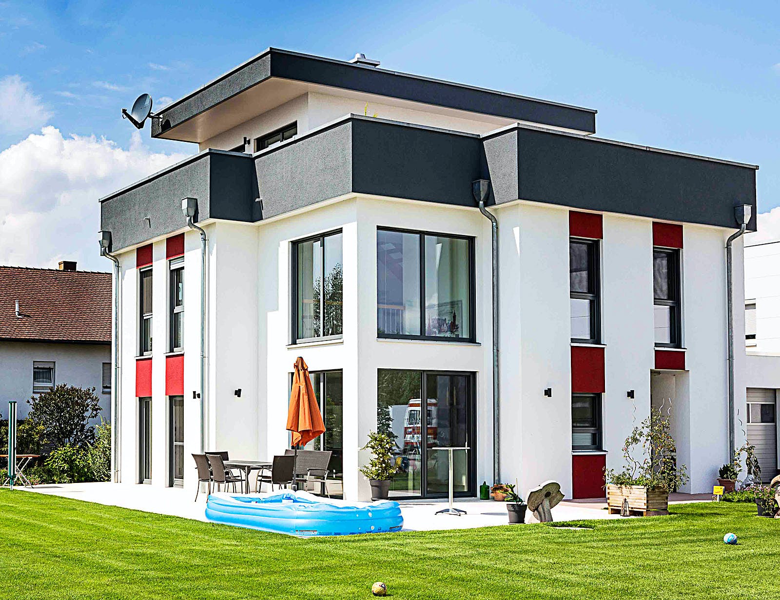 Fertighaus Bauhaus 175 von FischerHaus Schlüsselfertig ab 544685€, Cubushaus Außenansicht 1