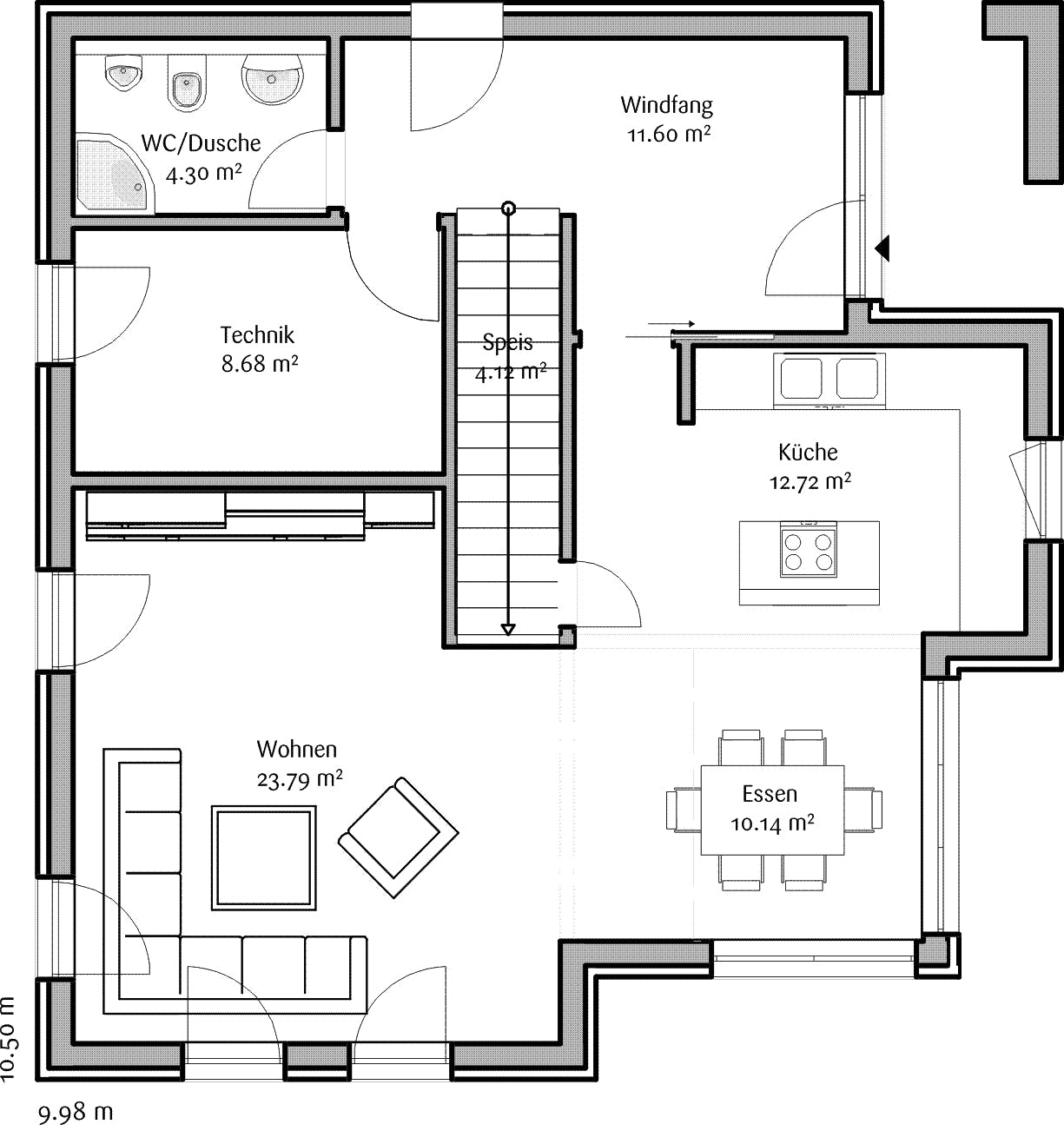 Fertighaus Bauhaus 175 von FischerHaus Schlüsselfertig ab 544685€, Cubushaus Grundriss 1