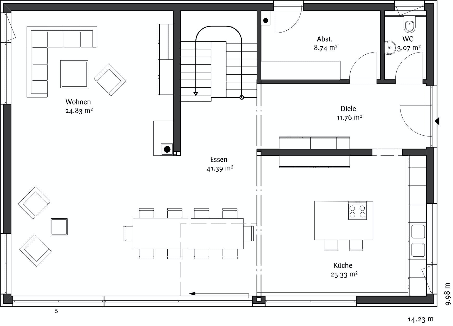 Fertighaus Bauhaus 221 von FischerHaus Schlüsselfertig ab 578156€, Cubushaus Grundriss 1