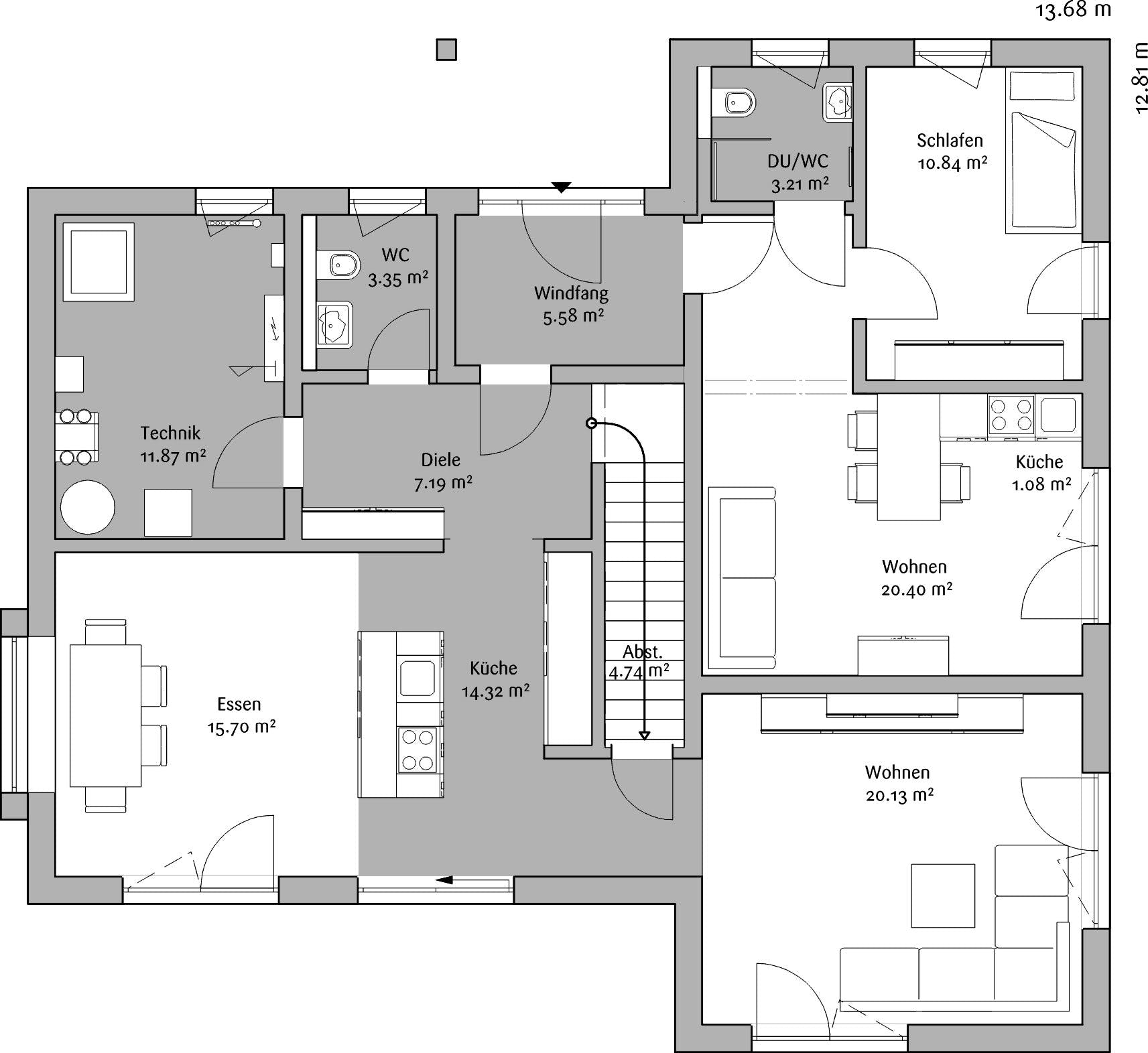 Fertighaus Musterhaus CubeX von FischerHaus Schlüsselfertig ab 678667€, Cubushaus Grundriss 1