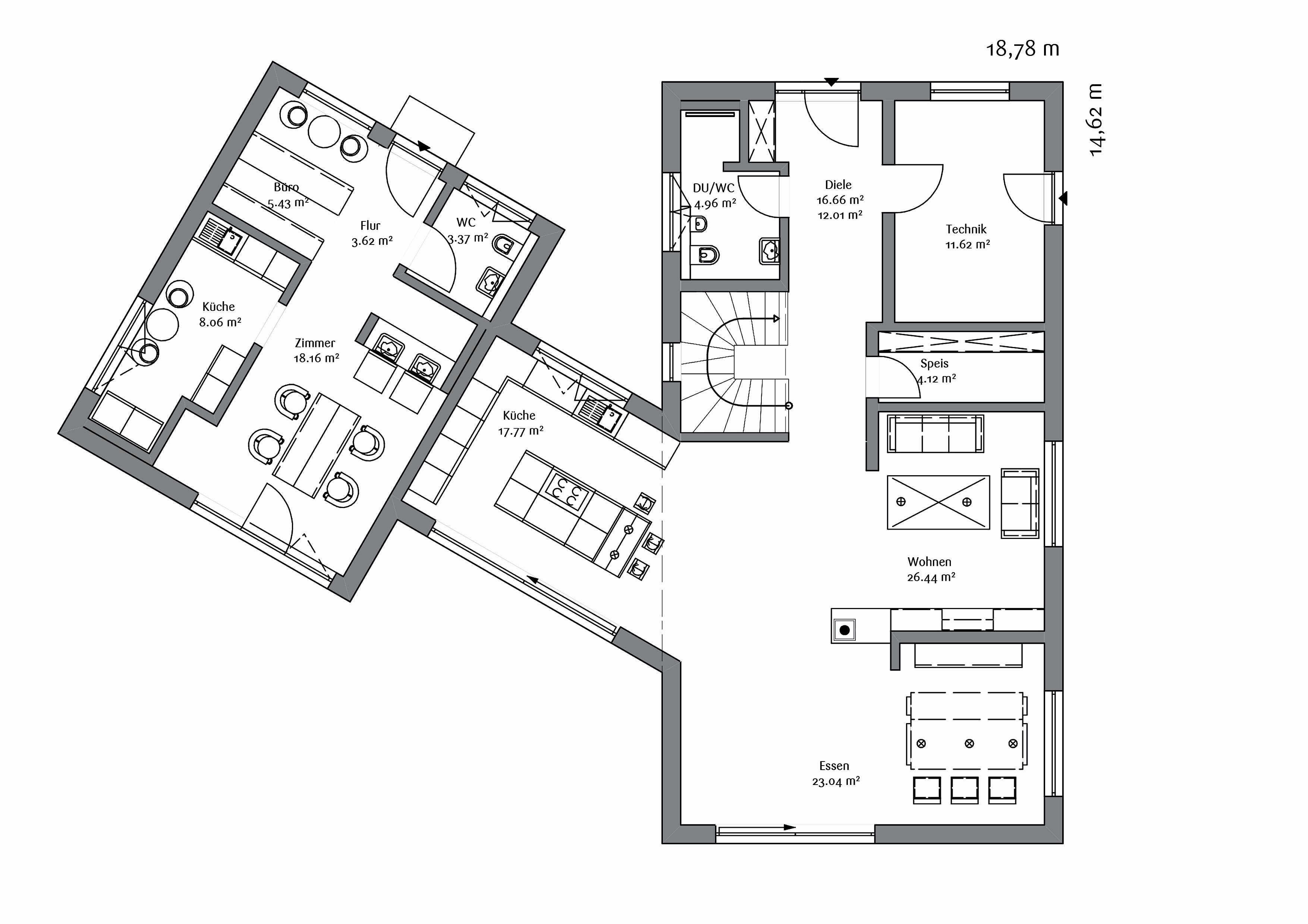 Fertighaus Modern 240 von FischerHaus Schlüsselfertig ab 696960€, Pultdachhaus Grundriss 1
