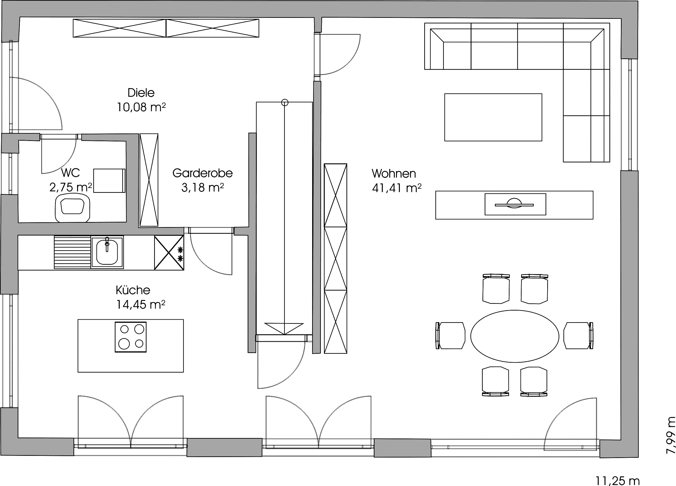 Fertighaus Modern 173 von FischerHaus Schlüsselfertig ab 502392€, Cubushaus Grundriss 1