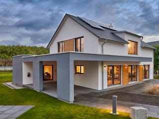 Fertighaus MH Günzburg von Fertighaus WEISS Schlüsselfertig ab 535096€, Satteldach-Klassiker Außenansicht 1