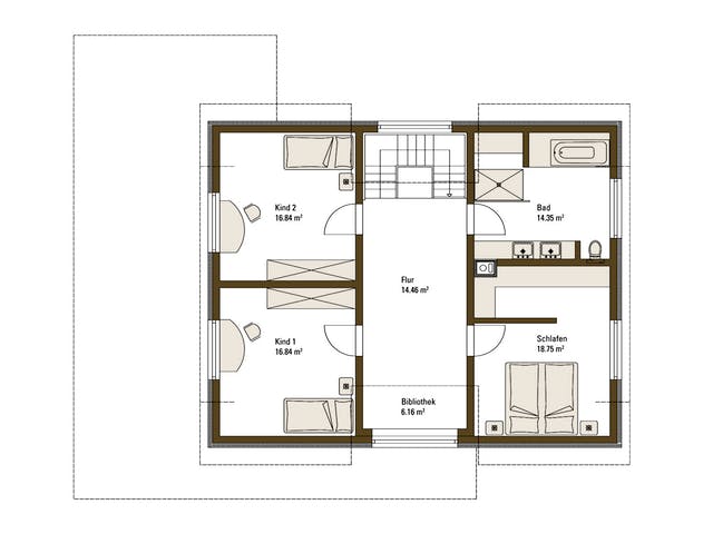 Fertighaus MH Günzburg von Fertighaus WEISS Schlüsselfertig ab 484077€, Satteldach-Klassiker Grundriss 2