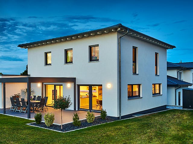 Fertighaus Haus Leicht von Fertighaus WEISS Schlüsselfertig ab 411750€, Stadtvilla Außenansicht 1