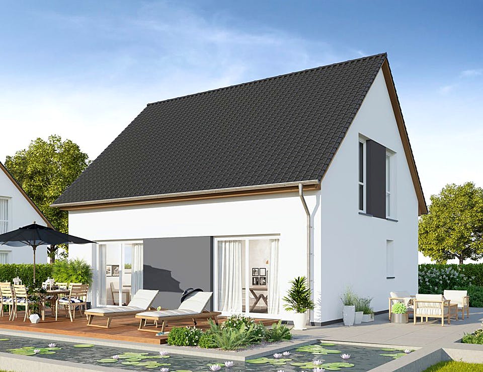 Massivhaus Stadthaus Chemnitz von FIBAV Massivhaus, Satteldach-Klassiker Außenansicht 1