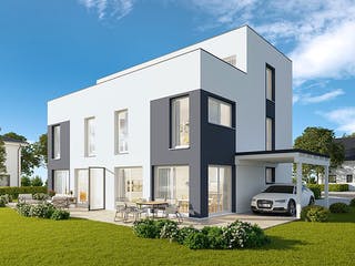 Massivhaus Doppelhaushälfte Meißen von FIBAV Massivhaus, Cubushaus Außenansicht 1