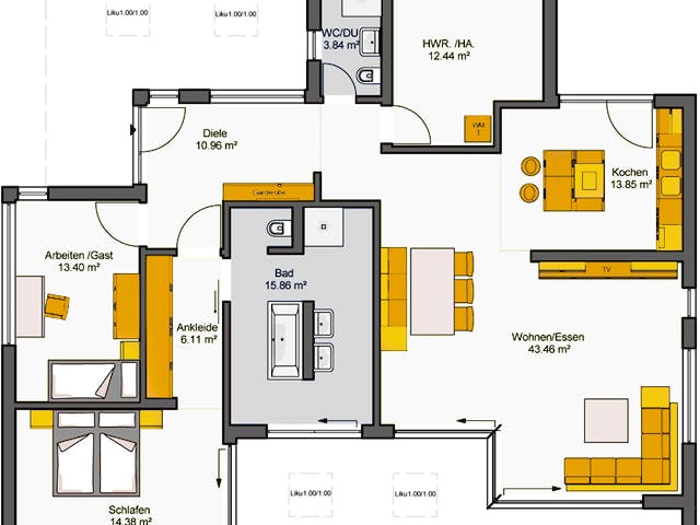 Fertighaus Finess 135 von Büdenbender Hausbau, Bungalow Grundriss 1