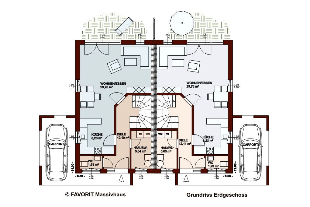 Massivhaus Finesse 110 von FAVORIT Massivhaus Schlüsselfertig ab 314870€, Satteldach-Klassiker Grundriss 1
