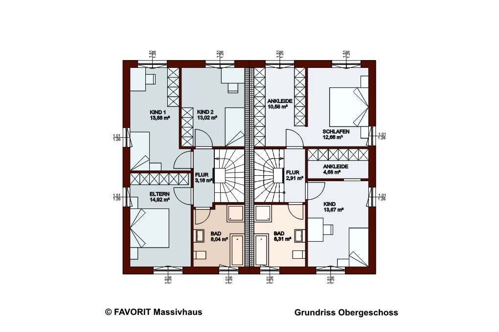 Massivhaus Finesse 110 von FAVORIT Massivhaus Schlüsselfertig ab 314870€, Satteldach-Klassiker Grundriss 2