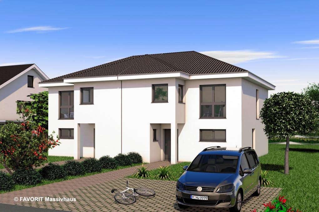 Massivhaus Finesse 124 von FAVORIT Massivhaus Schlüsselfertig ab 304180€, Stadtvilla Außenansicht 2
