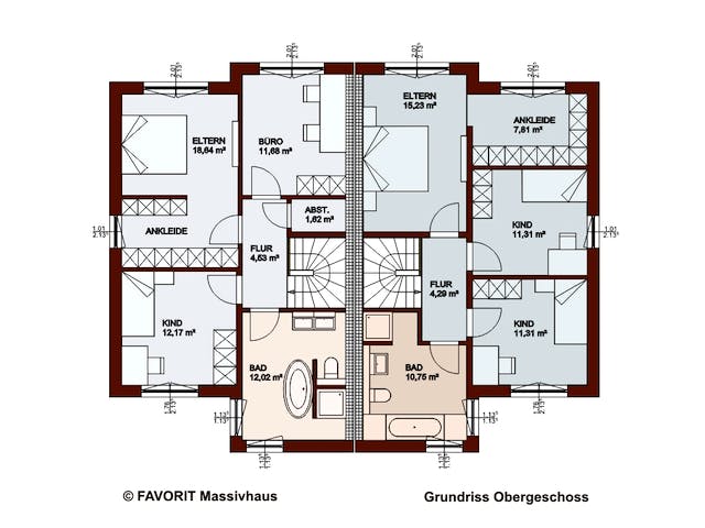 Massivhaus Finesse 124 von FAVORIT Massivhaus Schlüsselfertig ab 304180€, Stadtvilla Grundriss 2
