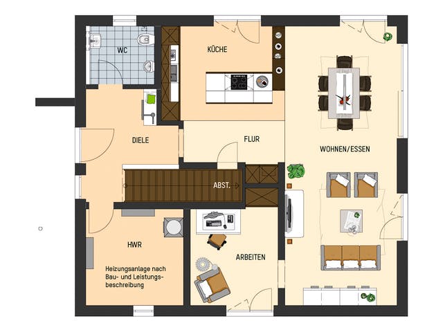 Fertighaus MH Büdingen - ARTIS 302 von FingerHaus Schlüsselfertig ab 405422€, Satteldach-Klassiker Grundriss 1