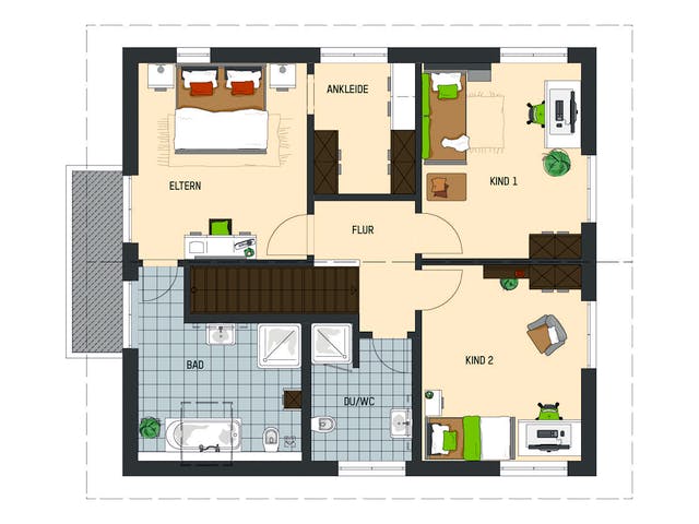 Fertighaus MH Büdingen - ARTIS 302 von FingerHaus Schlüsselfertig ab 405422€, Satteldach-Klassiker Grundriss 2