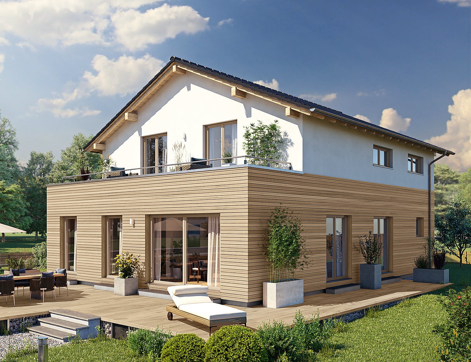 Fertighaus ARTIS 350 S215 von FingerHaus Schlüsselfertig ab 426441€, Satteldach-Klassiker Außenansicht 1