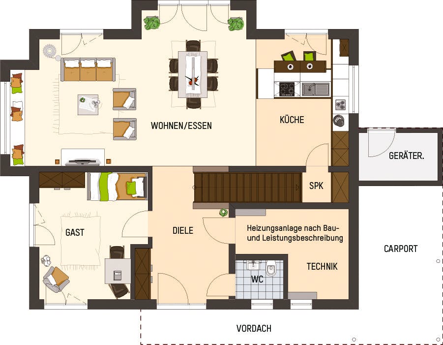 Fertighaus MH Bad Vilbel - SENTO 503 von FingerHaus Schlüsselfertig ab 434896€, Satteldach-Klassiker Grundriss 1
