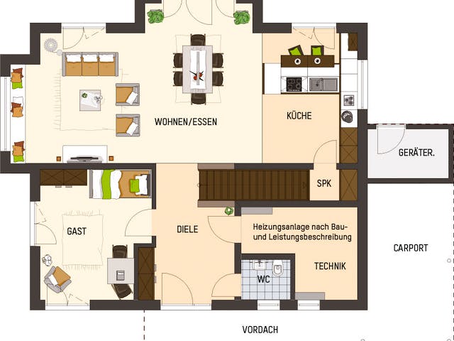 Fertighaus MH Bad Vilbel - SENTO 503 von FingerHaus Schlüsselfertig ab 434896€, Satteldach-Klassiker Grundriss 1