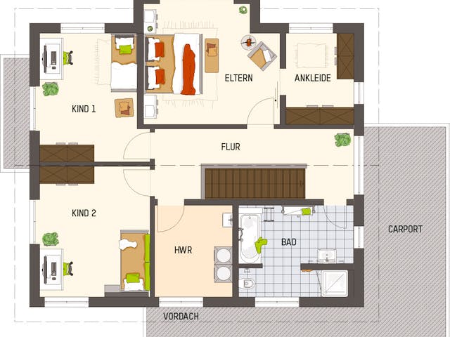 Fertighaus MH Bad Vilbel - SENTO 503 von FingerHaus Schlüsselfertig ab 434896€, Satteldach-Klassiker Grundriss 2