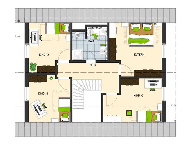 Fertighaus JUNO 401 S100 von FingerHaus Schlüsselfertig ab 356714€, Satteldach-Klassiker Grundriss 2