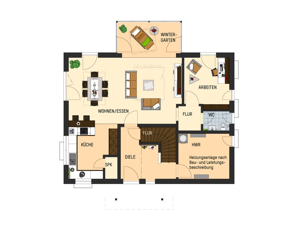Fertighaus MH Frankenberg - JUNO 402 von FingerHaus Schlüsselfertig ab 397252€, Satteldach-Klassiker Grundriss 1