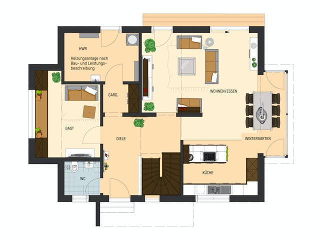 Fertighaus MH München-Poing - MEDLEY 3.0  300 B S215 von FingerHaus Schlüsselfertig ab 424449€, Grundriss 1