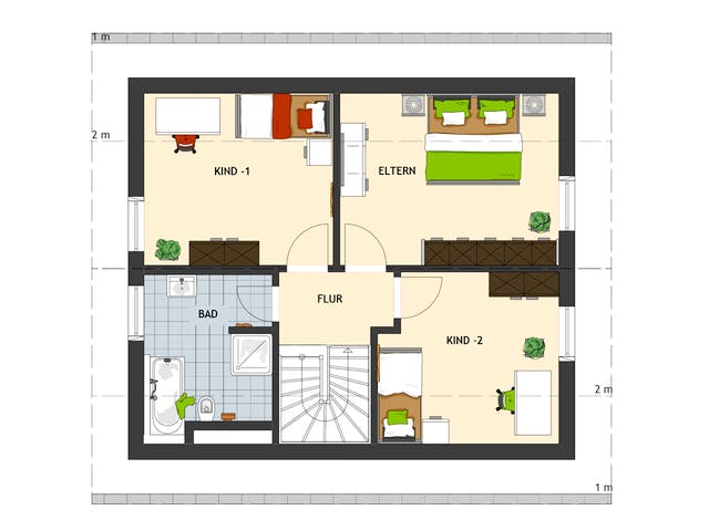 Fertighaus MEDLEY 3.0 102 A S160 von FingerHaus Schlüsselfertig ab 304891€, Satteldach-Klassiker Grundriss 2