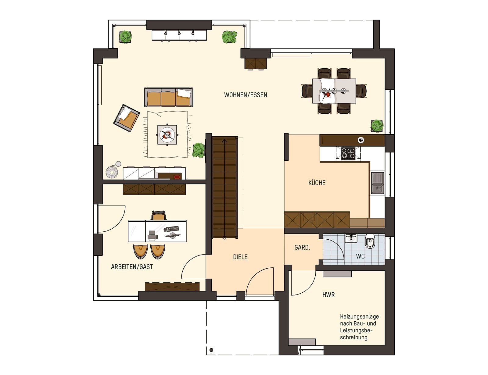 Fertighaus MH Fellbach - MEDLEY 3.0 300 B von FingerHaus Schlüsselfertig ab 468345€, Satteldach-Klassiker Grundriss 1