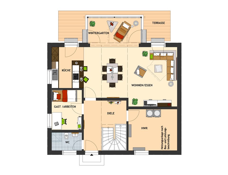 Fertighaus MEDLEY 3.0 410 B S130 WG von FingerHaus Schlüsselfertig ab 411537€, Satteldach-Klassiker Grundriss 1