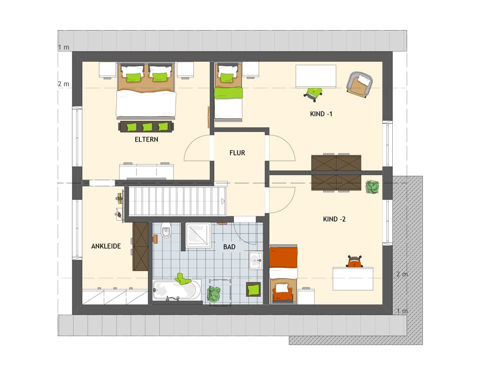 Fertighaus NEO 311 ek5 von FingerHaus Schlüsselfertig ab 361420€, Satteldach-Klassiker Grundriss 2