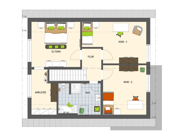 Fertighaus NEO 311 ek5 von FingerHaus Schlüsselfertig ab 361420€, Satteldach-Klassiker Grundriss 2