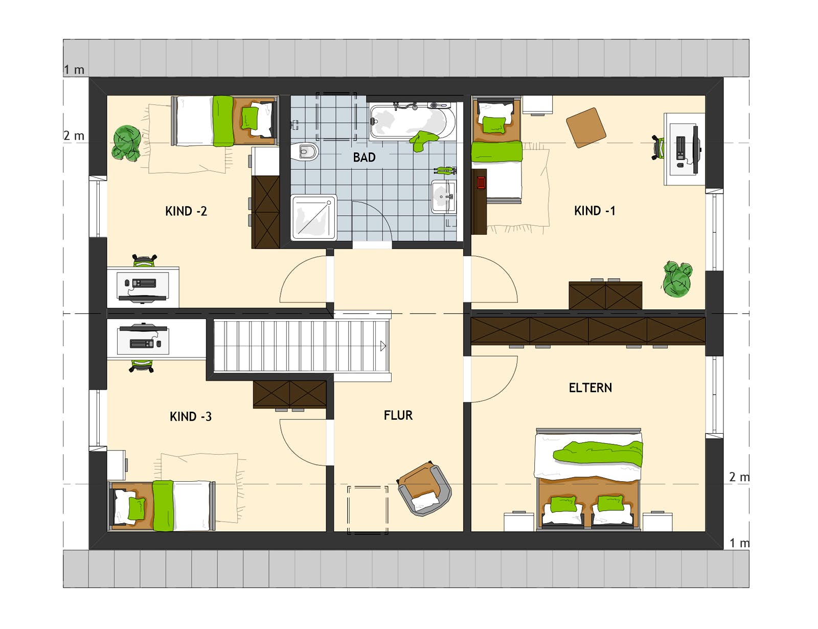 Fertighaus NEO 516 von FingerHaus Schlüsselfertig ab 368879€, Satteldach-Klassiker Grundriss 2