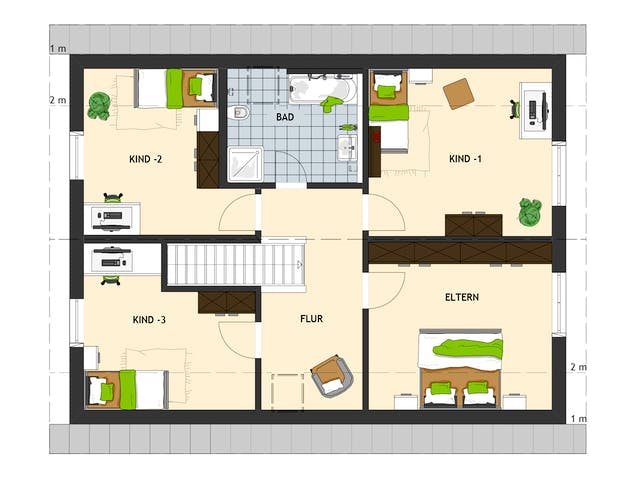 Fertighaus NEO 516 von FingerHaus Schlüsselfertig ab 368879€, Satteldach-Klassiker Grundriss 2