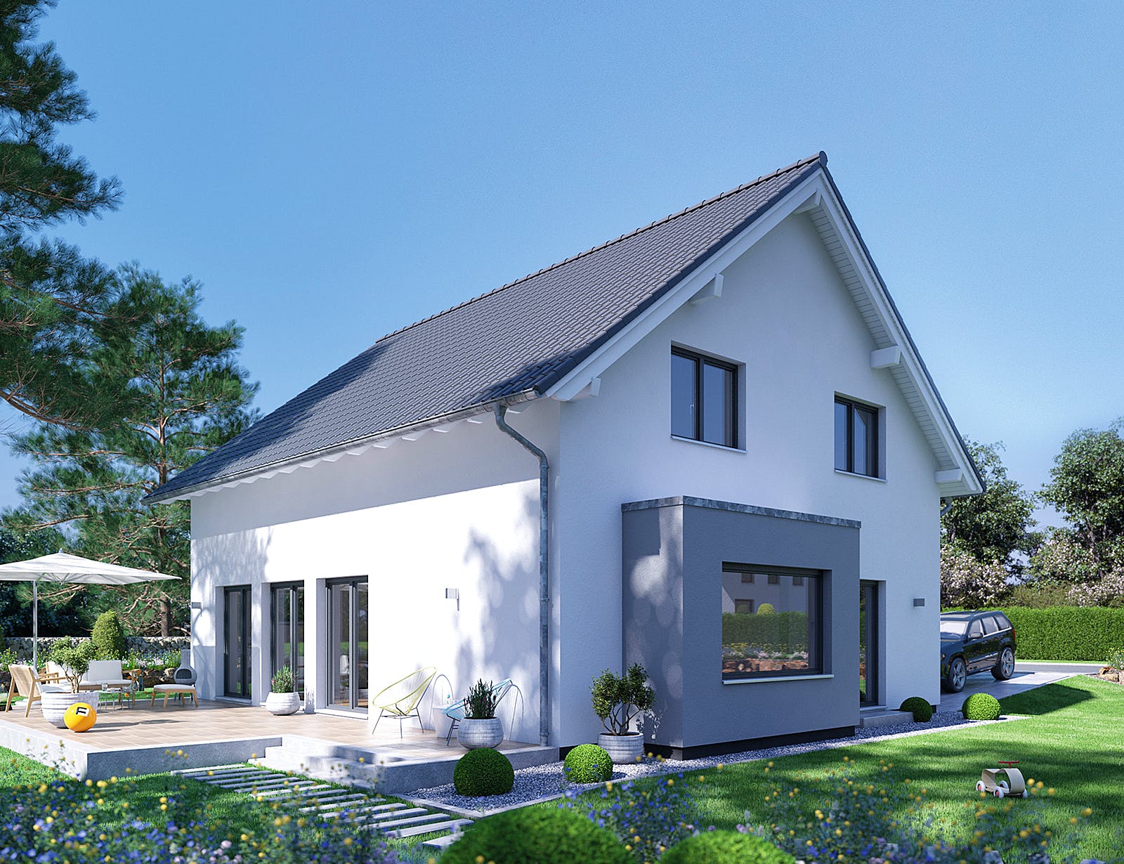 Fertighaus SENTO 400 A S130 von FingerHaus Schlüsselfertig ab 373236€, Satteldach-Klassiker Außenansicht 1