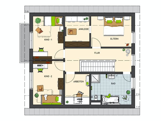 Fertighaus SENTO 400 A S130 von FingerHaus Schlüsselfertig ab 373236€, Satteldach-Klassiker Grundriss 2