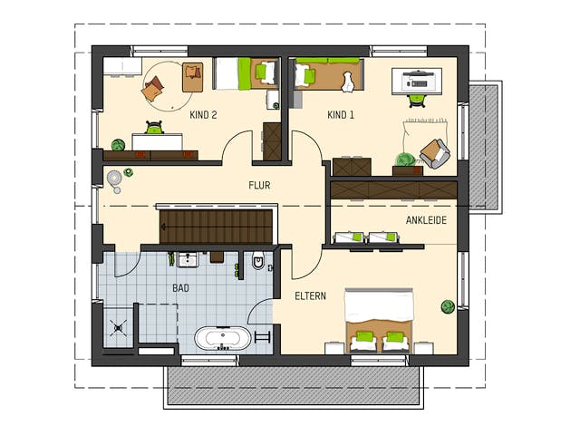 Fertighaus MH Frankenberg - SENTO 500B S215 von FingerHaus Schlüsselfertig ab 430871€, Satteldach-Klassiker Grundriss 2