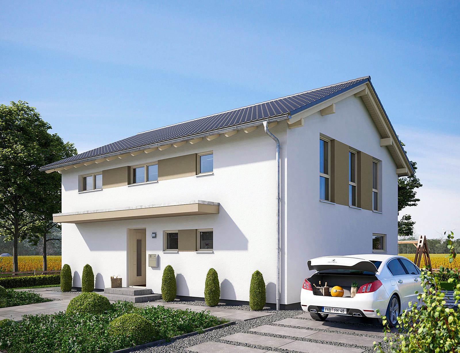 Fertighaus SENTO 504 K S130 von FingerHaus Schlüsselfertig ab 381722€, Satteldach-Klassiker Außenansicht 1