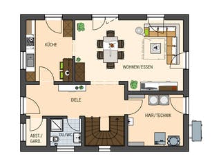 Fertighaus MH Leipzig - UNO 2.0 200 B S180 von FingerHaus Schlüsselfertig ab 353172€, Satteldach-Klassiker Grundriss 1