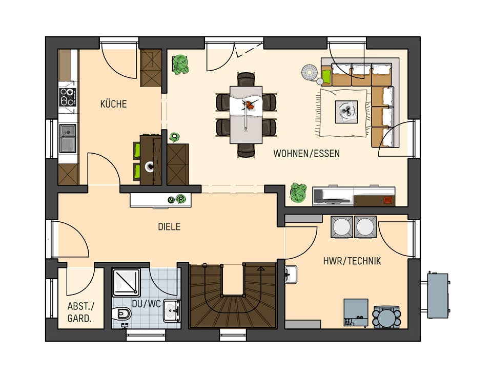 Fertighaus MH Leipzig - UNO 2.0 200 B S180 von FingerHaus Schlüsselfertig ab 353172€, Satteldach-Klassiker Grundriss 1