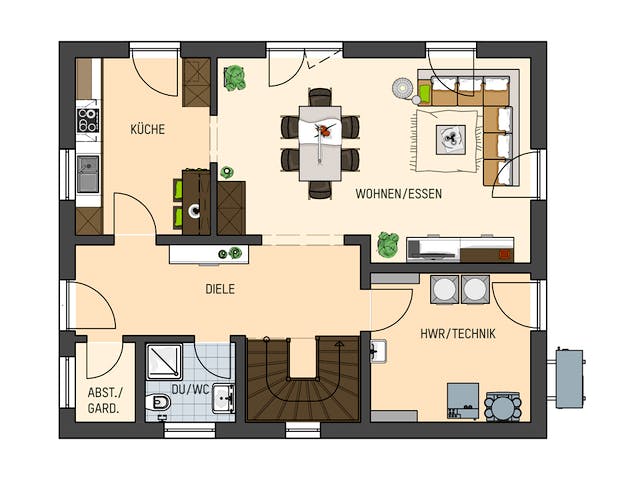 Fertighaus MH Leipzig - UNO 2.0 200 B S180 von FingerHaus Schlüsselfertig ab 353172€, Satteldach-Klassiker Grundriss 1