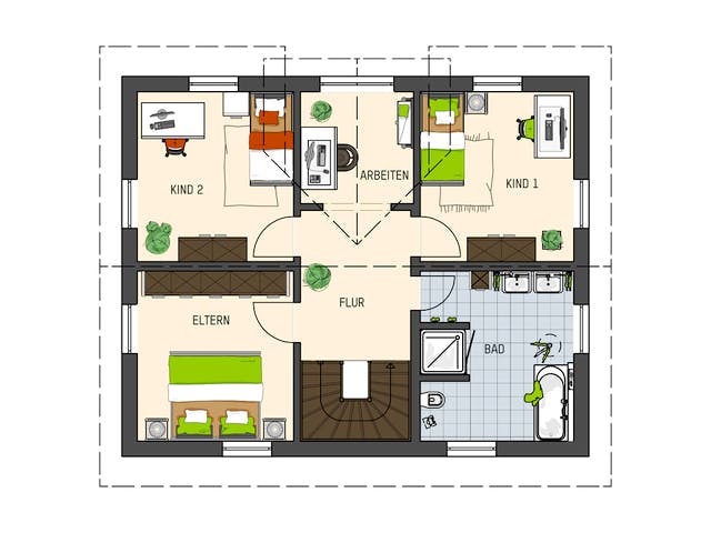 Fertighaus MH Leipzig - UNO 2.0 200 B S180 von FingerHaus Schlüsselfertig ab 353172€, Satteldach-Klassiker Grundriss 2