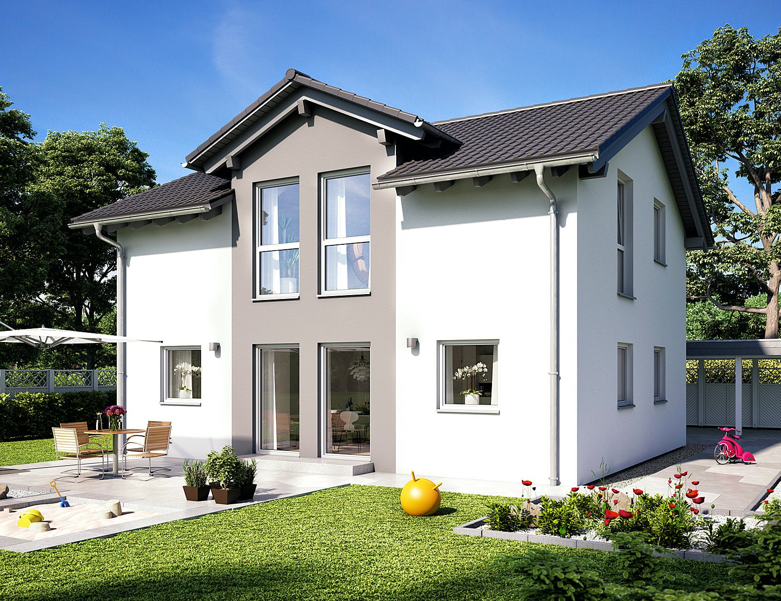 Fertighaus UNO 2.0 201 A S180 von FingerHaus Schlüsselfertig ab 314018€, Satteldach-Klassiker Außenansicht 1