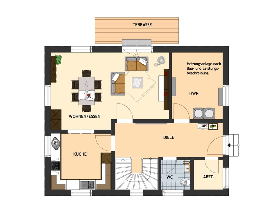 Fertighaus UNO 2.0 201 A S180 von FingerHaus Schlüsselfertig ab 314018€, Satteldach-Klassiker Grundriss 1
