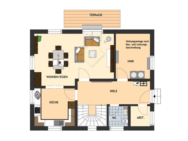 Fertighaus UNO 2.0 201 A S180 von FingerHaus Schlüsselfertig ab 314018€, Satteldach-Klassiker Grundriss 1