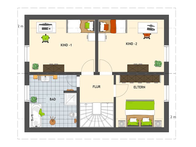 Fertighaus UNO 2.0 201 A S180 von FingerHaus Schlüsselfertig ab 314018€, Satteldach-Klassiker Grundriss 2