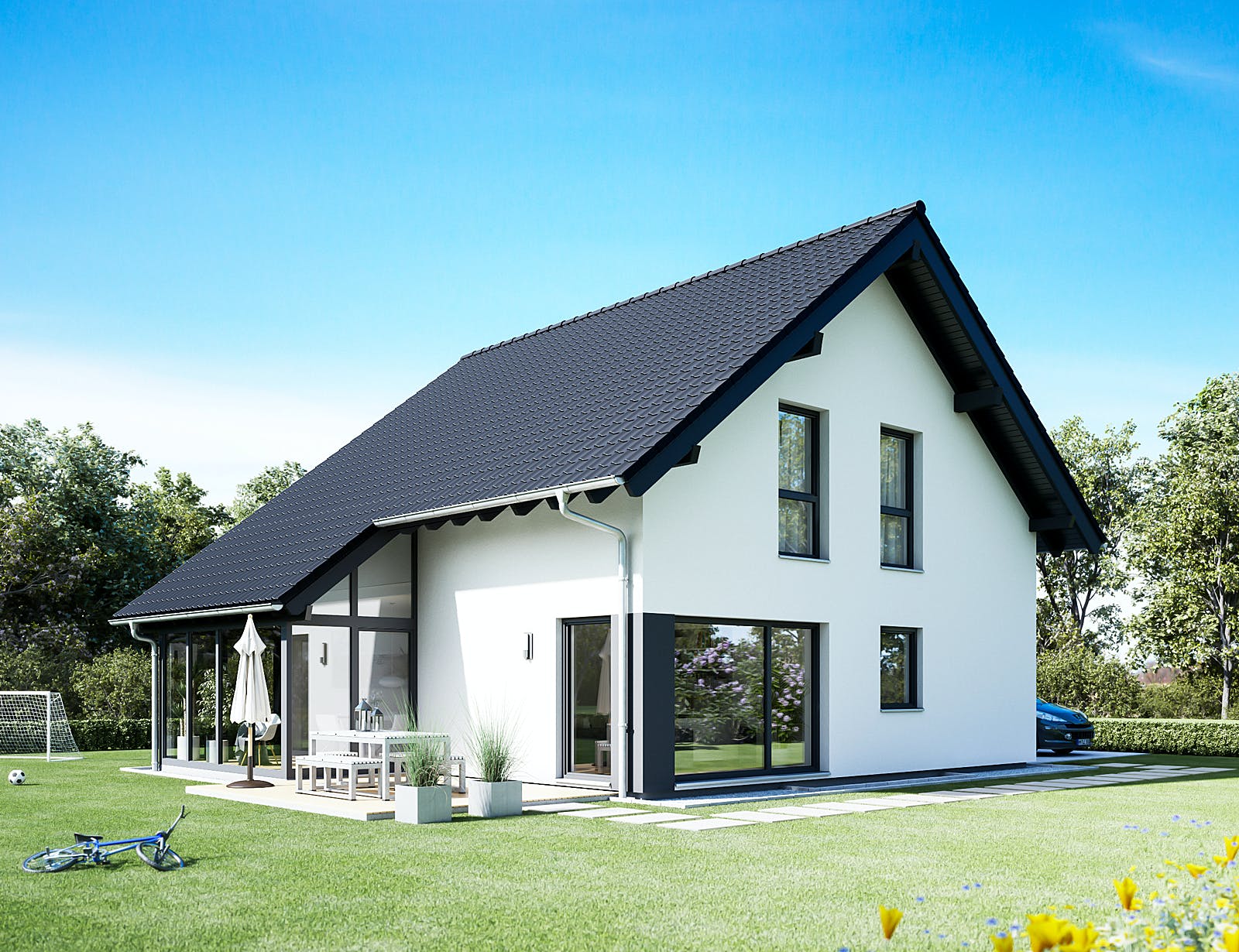 Fertighaus VIO 200 S130 WG von FingerHaus Schlüsselfertig ab 344710€, Satteldach-Klassiker Außenansicht 1