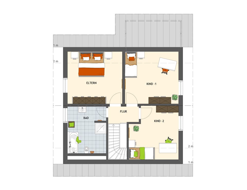 Fertighaus VIO 200 S130 WG von FingerHaus Schlüsselfertig ab 344710€, Satteldach-Klassiker Grundriss 2