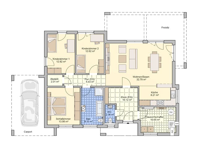 Fertighaus Karismo von Fingerhut Haus Schlüsselfertig ab 399479€, Bungalow Grundriss 1